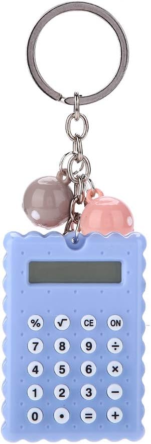 Mini Keychain Design Calculator, Portable Cute Cookies Pocket Calculator in Candy Color (Gray)