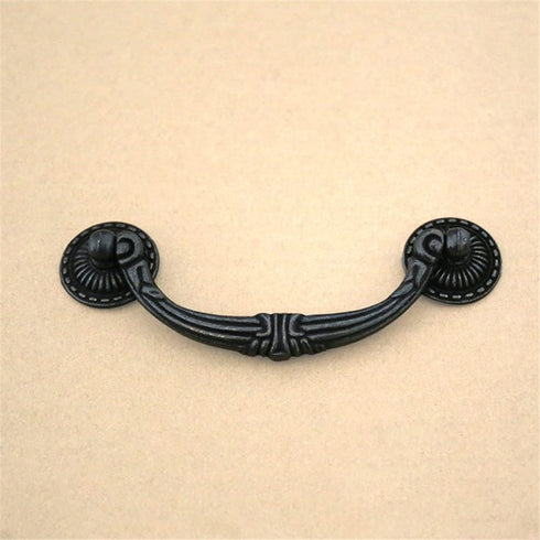 HAOWwW Closet 112mm (NO.175) Drawer Pulls Black Double Hole Coffee Table Nightstand Antique Zinc Alloy Hanging Pull