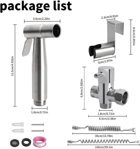 TONGNIDA Set Handheld Bidet Sprayer for Toilet Kit,Stainless Steel Muslim Shower Toilet Bidet Faucets Attachment