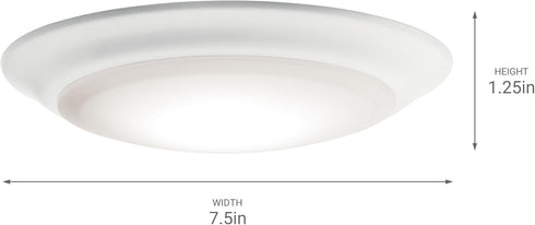 1 7.5 Dimmable 3000K, (7.5 1.5), 43846WHLED30 Kichler Gen LED Downlight in White, Ceiling Flush Mount Wet Rated
