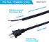 Replacement Power Cord 14 AWG 12FT Heavy Duty 2 Prong Plug Pigtail 14 Gauge SJT 115V AC Cable, 120V 15A
