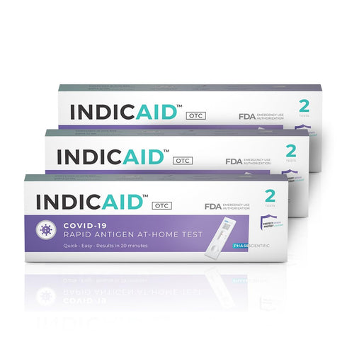 INDICAID COVID-19 Antigen Rapid Test, 6 Tests in 3 Individual Packs, FDA