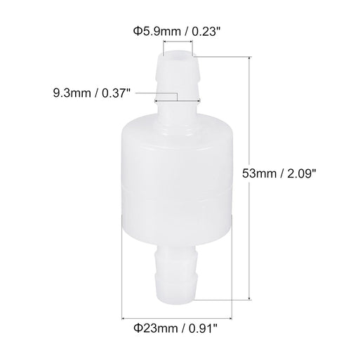 MECCANIXITY Non Return Check Valve, 3/8 Inch Dia. One Way Inline Hose Connector for Water Tank Pump, POM Plastic White