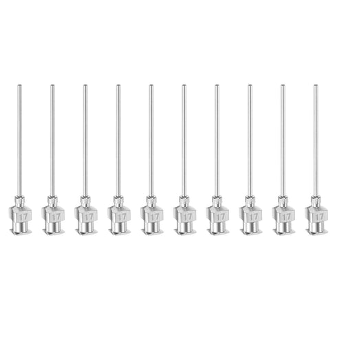 10pcs 17Gauge Stainless Steel Blunt Tip Dispensing Needles, 1 1/2" Luer Lock for Thick Liquids, Ink, Glue, Lab Use