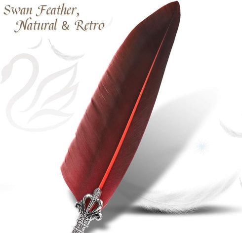 Ejoyous Quill Pen, Hand Made Antique Quill Dip Pen, Calligraphy Writing Pen with Empty Ink Bottle