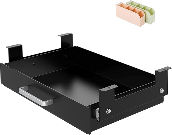 Gome Under Desk Pull-Out Drawer, Storage Organizer for Office Mounted, Easy Slide-Out Pencil Drawer for Sit-Stand