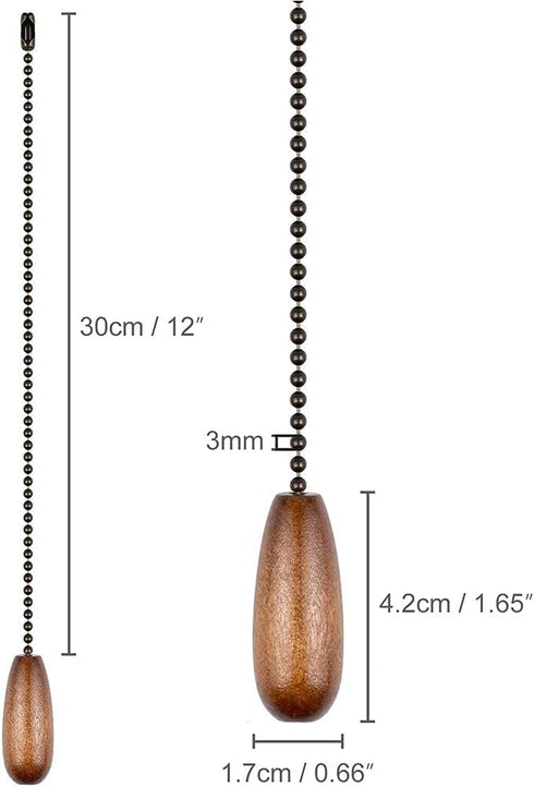 4pcs 12 Inches 4Pack) Ceiling Fan Pull Chain Extender, Wooden Decorative Pendant Extension Chains, Lighting & Fan