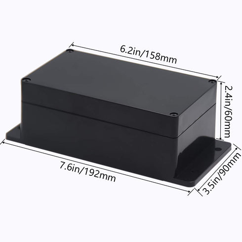 Zulkit Junction Box, ABS Plastic Dustproof Waterproof IP65 Electrical Boxes Project Enclosure, Black (Pack of 2)
