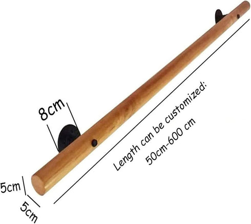 PAUANI 1ft-20ft Kit(1ft/30cm) Stairs Handrails Railing - Indoor Wall Mount Wooden Armrest, Safety Non-Slip Stair