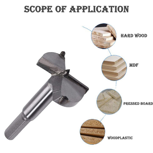 Utoolmart 53mm Forstner Drill Bits, Cemented Carbide Wood Cutter Tool, 80mm Length, Gray, 1 Pcs