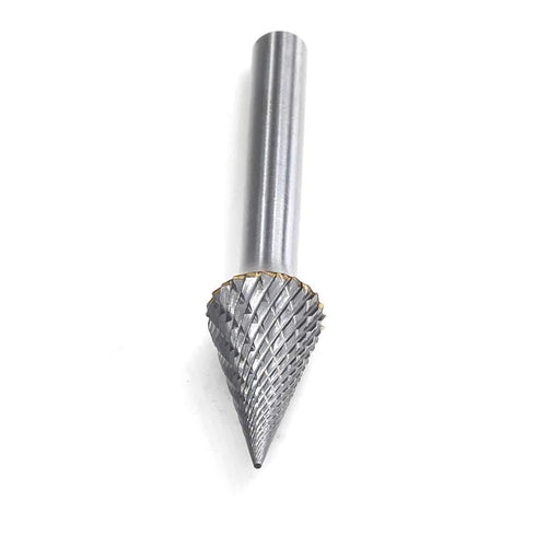 SM-5 Tungsten Carbide Burr, Pointed Cone Shape Double Cut Rotary Burrs File (1/2'' Cutter Dia, 1'' Cutter Length)