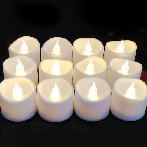 Flickering Flameless LED Tealight Candles with Timer, 12 Pack Battery Votive Candles for Home Decoration, Warm White (6