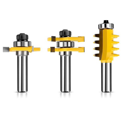 1/2-Inch Set 3 Pack Set, Shank Tongue and Groove Router Bits & Reversible Finger Joint Router Bit, Router Bit