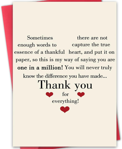 LiuuLi Thank You Card with Envelope, Gratitude Card,Thoughtful Appreciation Gift for Friend, Teacher,