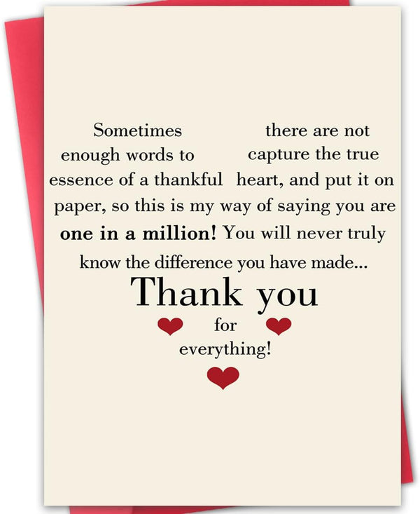 LiuuLi Thank You Card with Envelope, Gratitude Card,Thoughtful Appreciation Gift for Friend, Teacher,