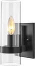 EE Eleven Master Wall Lights Contemporary Black Paint Finish Base Clear Glass