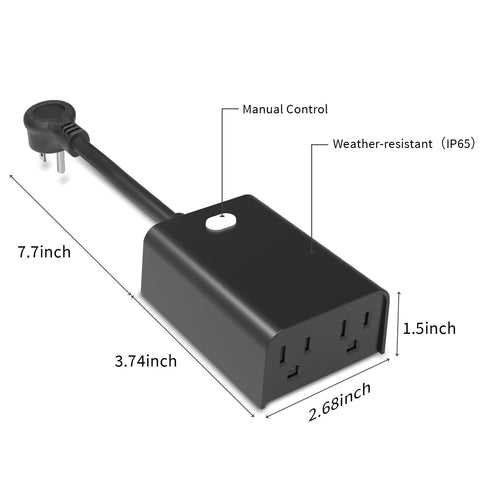 Minoston MP24W Outdoor Smart Plug with 2 Individual Control Sockets, Weather-Resistant, Works with Alexa, Google
