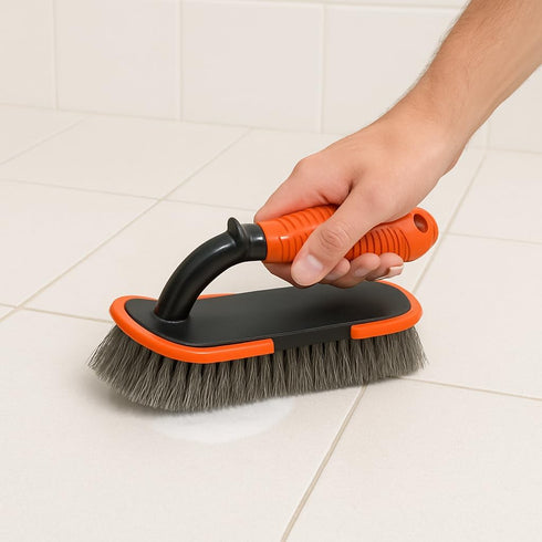 2 Pack 2 Pack) DecorRack Cleaning Brush, Heavy-Duty Scrub Brush with Ergonomic Handle for Floors, Tiles, Bathtubs