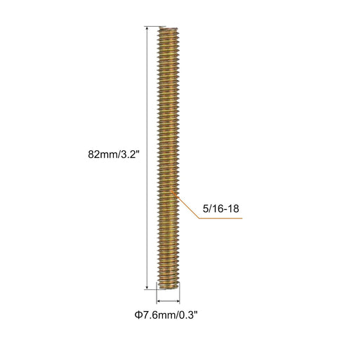 uxcell 10pcs Fully Threaded Rods 5/16x3-1/4" All Thread Studs Long Threaded Screw Carbon Steel for Furniture Garden Railing Mounting Assembly Fastening Frame Connection Colorful Zinc