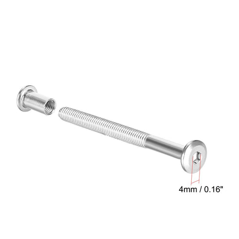 uxcell 5 Sets Screw Post for 5/16"(8mm) Hole Dia, Male M6x70mm Belt Buckle Binding Bolts Leather Fastener Stainless
