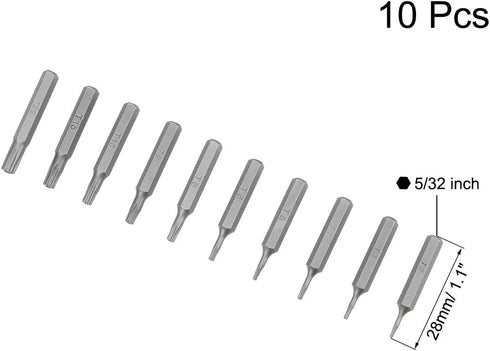 uxcell Torx Bits Set, 10pcs 5/32 Inch Hex Shank T2-T20, 28mm Length S2 Screw Driver Kit