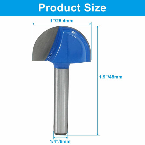 Bivethoi 1" 1/4" Round Nose Cove Box Router Bit Cutting Dia Shank for Carpenter Woodworking
