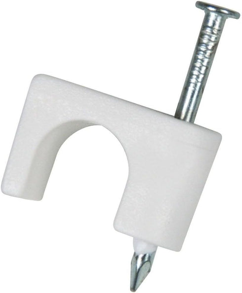 QualGear 6mm Cable Clips, White, 100 Pack, CC1-W-100-P