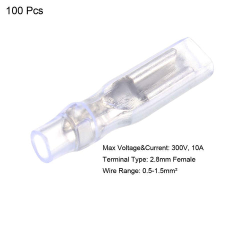 uxcell 100pcs 2.8mm Quick Splice Wire Terminals Female Spade Crimp Connector with Insulated Sleeve