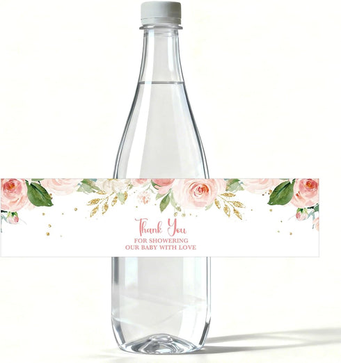 KongMoTree 100 Pcs Baby Shower Water Bottle Labels, Personalized Water Bottle Labels, Baby
