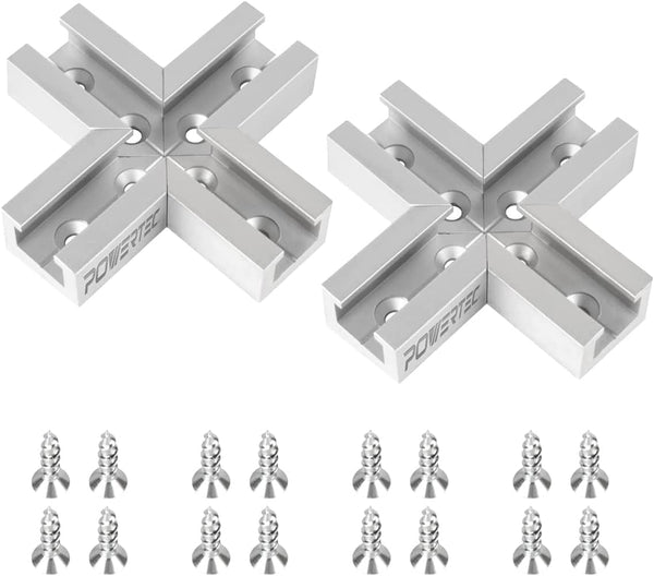 POWERTEC 71415-P2 T-Track Intersection Kit - 2 Sets for 3/8" Mitered T Track with Mounting Hardware