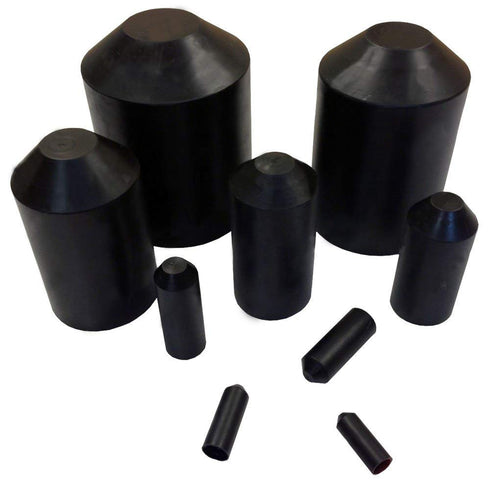 Electriduct 1.5" Heat Shrink End Cap Adhesive Lined Waterproof Insulation Terminal Seal - 10 Pieces, Black