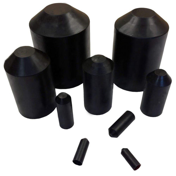 Electriduct 1.5" Heat Shrink End Cap Adhesive Lined Waterproof Insulation Terminal Seal - 10 Pieces, Black