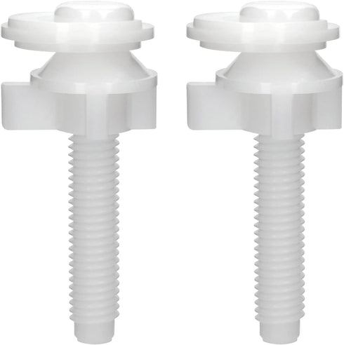Plastic Toilet Seat Hinge Bolt Screws 2 Pack, Replacement with Nuts and Washers for Top Mount Toilet Seat