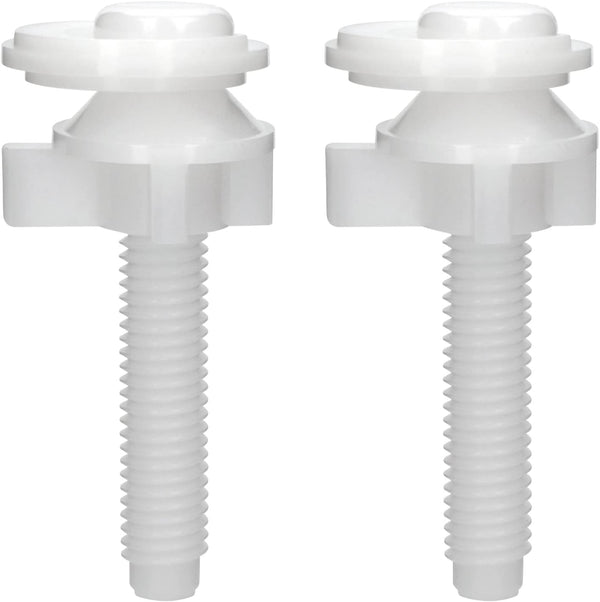 Plastic Toilet Seat Hinge Bolt Screws 2 Pack, Replacement with Nuts and Washers for Top Mount Toilet Seat