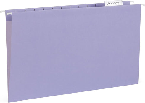 Blue Summit Legal Hanging File Folders, Assorted Gem Tones, 25 Hanging Files for Organization, 25 per Box
