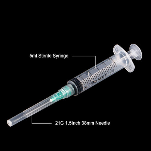 5ml Lab Syringe with Needle, 21 Gauge 1.5inch Supplies, Individually Packaged (25)