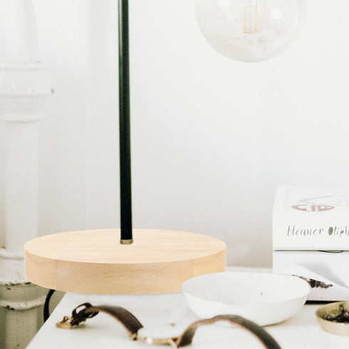 E27 E14 ORFOFE Solid Wood Round Table Lamp Base with Socket Lightweight Stable Wooden Lamp Base for Led Desk Light