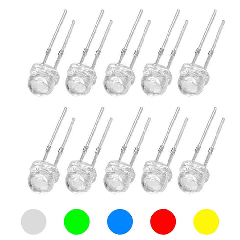 50Pcs F5 5Mm Straw Hat Led Kits, Led Kit Super Bright, White Green Straw Hat Led Kits, Super Bright Led Hat Lamp, Super