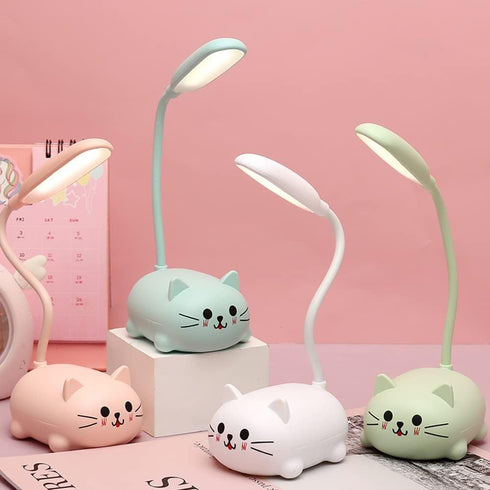 soputry Mini Cat USB Lamp, Kawaii Desk Lamp with USB Charging Port, Foldable Animal Table lamp Rechargeable LED Light