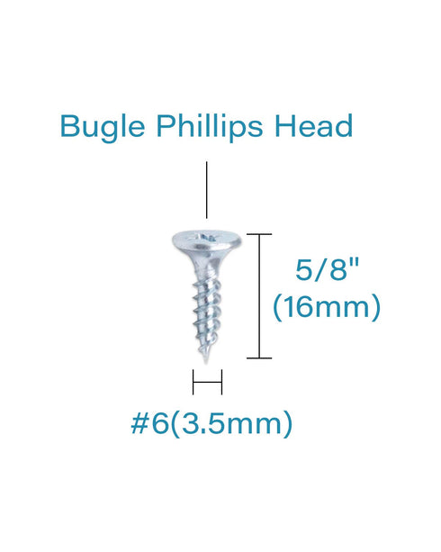 200pcs #6x5/8 Flat Head Phillips Drywall Screws, Fine Thread Sharp Point Wood Screws, Zinc Coated Carbon Steel