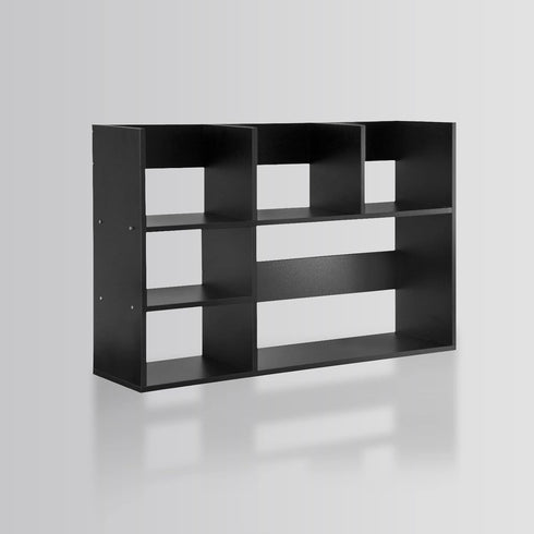 MASAKA B&W Large Desktop Organizer Storage Shelf for Office Supplies, DIY Wood Bookshelf, Black