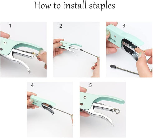 Purple Plier Stapler with #10 Staples Set, Cute Manual Stapler with 1000 Rose Gold Staples for Office Supplies