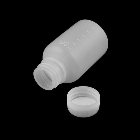 50Pcs 30ml 1oz PE Plastic Empty Small Mouth Graduated Lab Chemical Containers, Reagent Bottles for Liquid Medicine