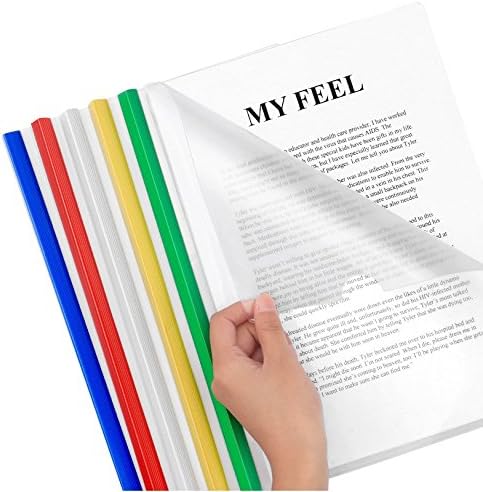 Plastic File Folder with Sliding Bar (10mm) Report Covers, 40 Sheet Capacity, 10 Pcs for A4 Size Paper