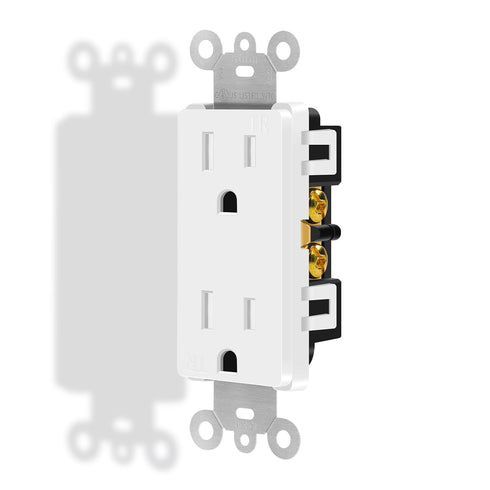 Greencycle 4 Pack White 110V Outlet, 15 Amp Decora Tamper Resistant, 5-15R, 3 Wire Square Wall Plug, Residential