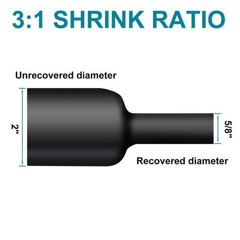 2 Inch Heat Shrink Tubing - 5 Ft 3:1 Ratio Waterproof Adhesive Lined Dual Wall Shrinkable Wire Wrap Tube