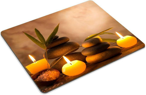 Smooffly Custom Gaming Mouse Pad, Aromatic Candles and Zen Stones Rectangle for Computers, Laptop