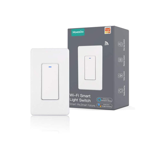 MoesGo WiFi Wall Push Button Smart Light Switch, Multi-Control, 2.4GHz WiFi, Works with Alexa and Google Home, White