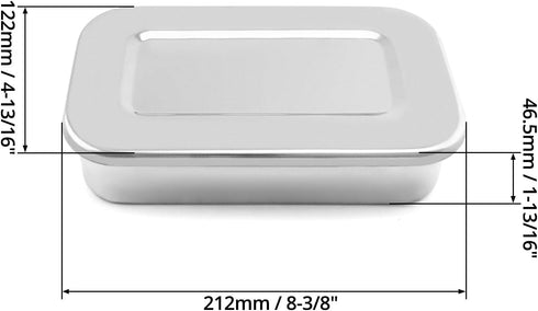 4 Pack 8 Inch QWORK Stainless Steel Instrument Tray with Lid, Metal Box for Lab, Tattoo & Esthetician Supplies