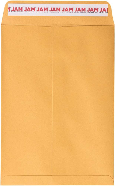 JAM PAPER 7 1/2 x 10 1/2 Open End Catalog Envelopes with Peel and Seal Closure, Brown Kraft Manila, 50/Pack